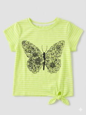 Appaman Neon Yellow Striped Butterfly Tie-Knot Tee